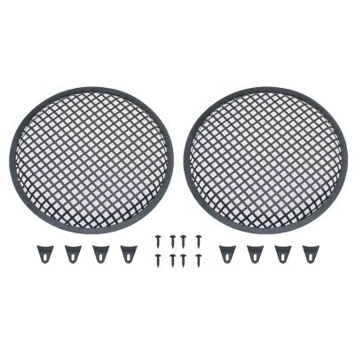 FDXGYH 2 Pack 10 Inch Square Hole Metal Mesh Speaker Grill Covers Subwoofer Grill Protective Case with Mounting Screws for Home Audio Car Speaker (Black)