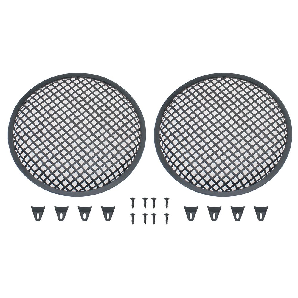 FDXGYH 2 Pack 10 Inch Square Hole Metal Mesh Speaker Grill Covers Subwoofer Grill Protective Case with Mounting Screws for Home Audio Car Speaker (Black)