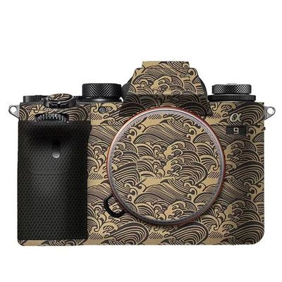 Decal Skin for Sony A9 Vinyl Wrap Anti-Scratch Film Mirrorless Camera Body Protective Sticker Protector Coat A 9(Wave Gold)