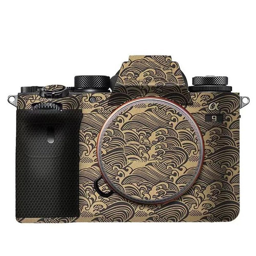 Decal Skin for Sony A9 Vinyl Wrap Anti-Scratch Film Mirrorless Camera Body Protective Sticker Protector Coat A 9(Wave Gold)