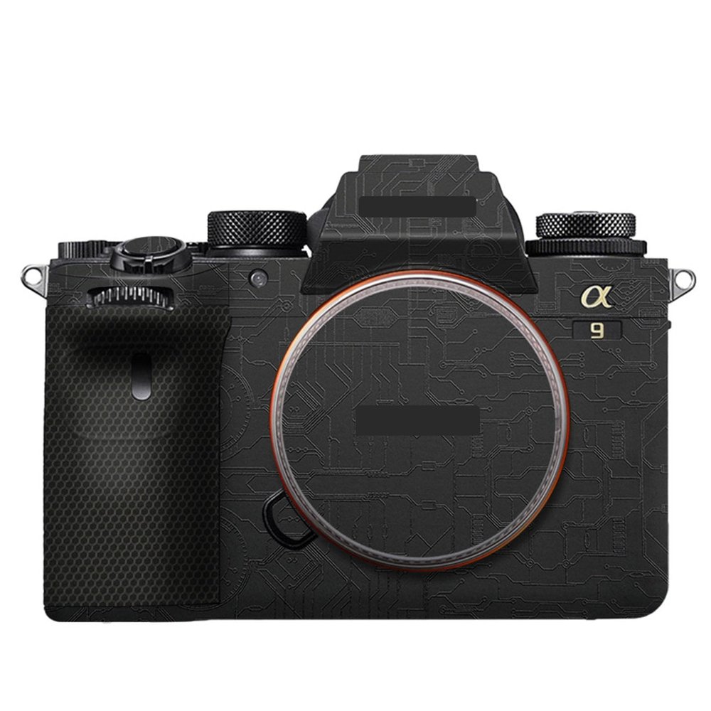 Camera Body Sticker Protective Skin Film Kit Skin Accessories Vinyl Wrap Decals for Sony A9 II ILCE-9M2 Alpha 9 II A9M2 A9II(Circuit Black)