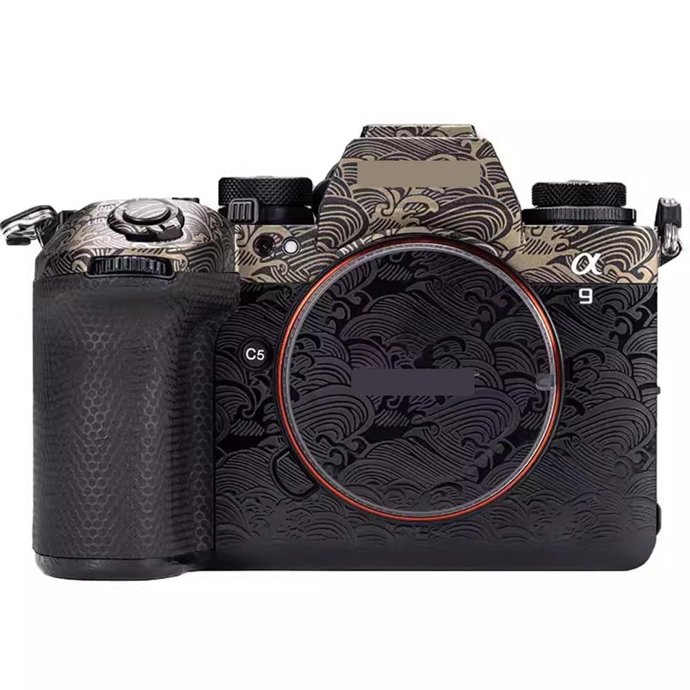 A9 III Anti-Scratch Camera Sticker Coat Wrap Protective Film Body Protector Skin Cover for Sony Alpha 9 III ILCE-9M3 9III A9M3(Wave Gold+Wave Black)