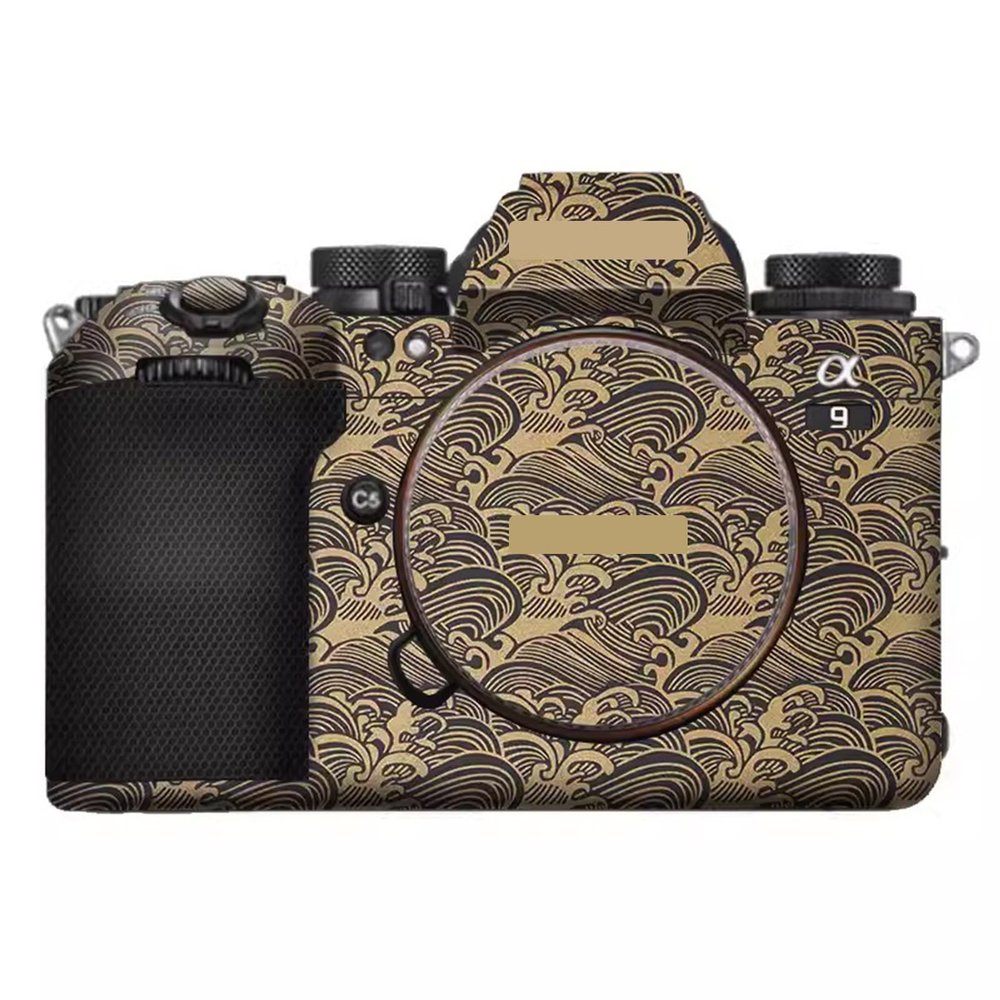 A9 III Anti-Scratch Camera Sticker Coat Wrap Protective Film Body Protector Skin Cover for Sony Alpha 9 III ILCE-9M3 9III A9M3(Wave Gold)