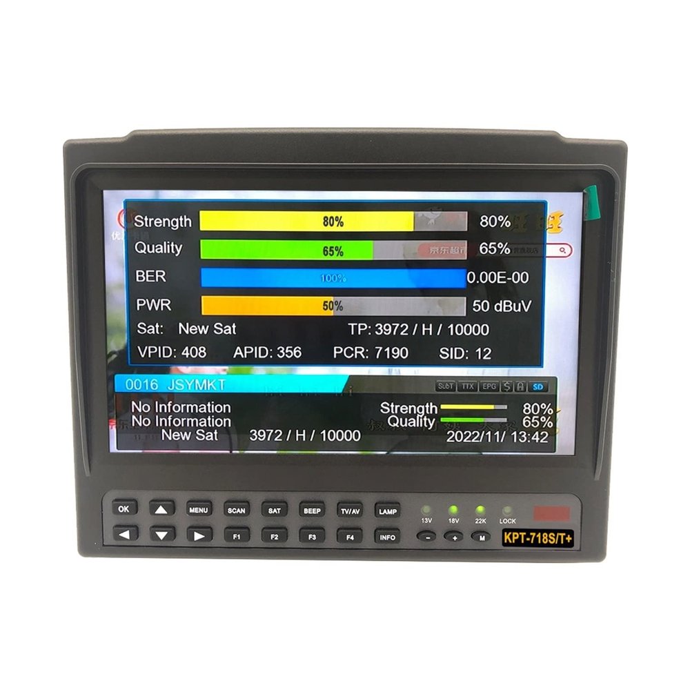 VGVGV Satellite Signal Finder Meter, KPT-718ST DVB-S2 DVB-T2 DVB-C Satellite Finder Meter HD Satellite TV Receiver Spectrum Analysis Better Ws-6916 6906 6933 for Adjusting Sat Dish(KPT-718ST NO AHD)
