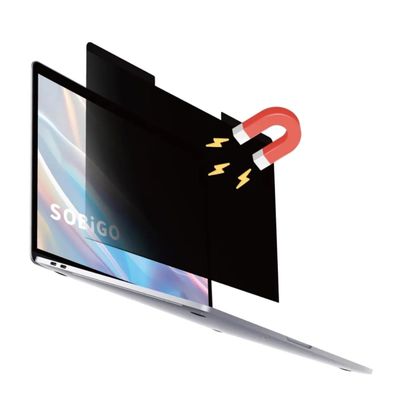 SOBiGO! Magnetic Anti-Blue Light Privacy Screen Protector for Laptop  Anti-Glare, Anti-Scratch, Privacy Filter  Nano Washable Adhesive Strip Design, Easy Installation for 14 Inch Laptop Privacy Screen-Filter for 16:9 Widescreen Display.
