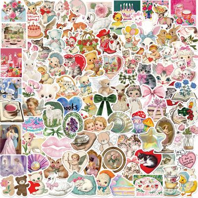 100 PCS Vintage Aesthetic Stickers Coquette Sticker Pack Retro Themed Stickers Cute Vintage Journaling Scrapbooking Stickers Pack for Adult
