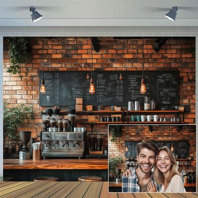 10X10ft Coffee Shop Party Backdrop Photography Background, Central Perk Pub Cafe Ice Cream Bread Cake Smash Birthday Party Backdrops Photo Booth Prop Decorations Wall Decor Tablecloth