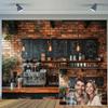 10X10ft Coffee Shop Party Backdrop Photography Background, Central Perk Pub Cafe Ice Cream Bread Cake Smash Birthday Party Backdrops Photo Booth Prop Decorations Wall Decor Tablecloth view 1