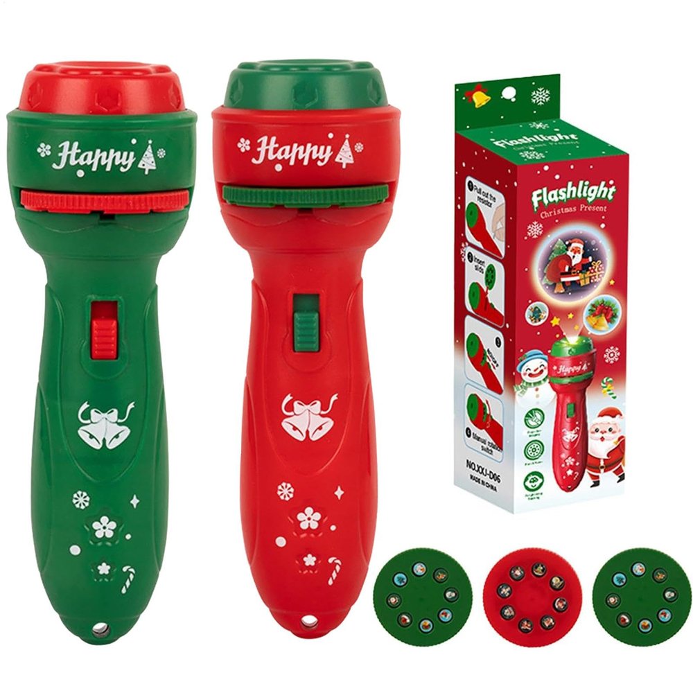 Tanxier Christmas Flashlights for Kids,Cartoon Kids Projector Flashlight,24 Patterns Handheld Flashlight Projector,Christmas Slide Torch Toy for Stocking Stuffer
