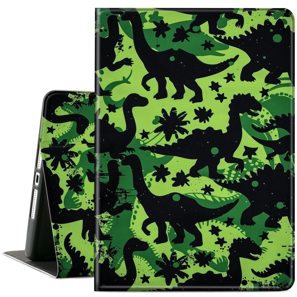 ACWDMKH Case for Samsung Galaxy Tab S10 Plus/ S9 FE Plus/ S9 Plus 5G Tablet 12.4'' Case,PU Leather Slim Folio Adjustable Stand Cover Auto Wake/Sleep,Camouflage Dinosaur