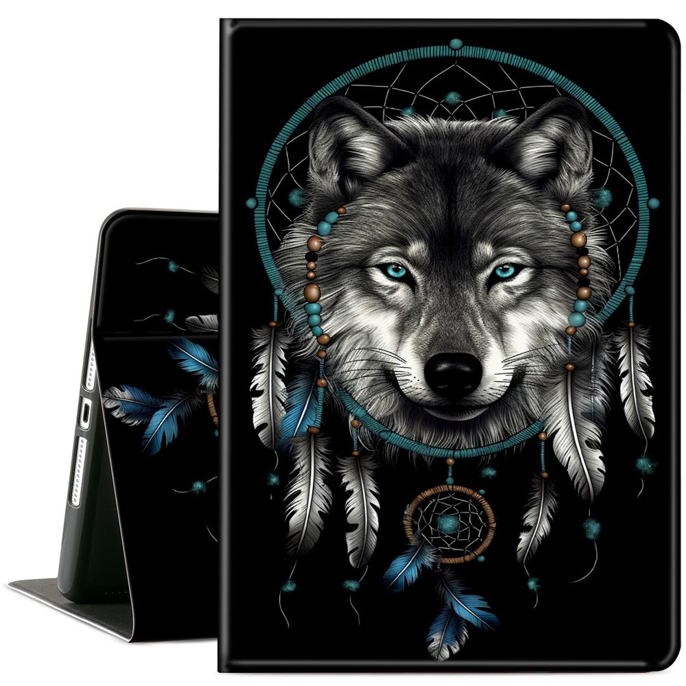 ACWDMKH Case for Samsung Galaxy Tab S10 Plus/ S9 FE Plus/ S9 Plus 5G Tablet 12.4'' Case,PU Leather Slim Folio Adjustable Stand Cover Auto Wake/Sleep,Green Wolf