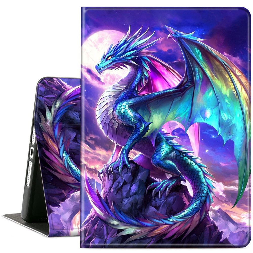 ACWDMKH Case for Samsung Galaxy Tab S10 Plus/ S9 FE Plus/ S9 Plus 5G Tablet 12.4'' Case,PU Leather Slim Folio Adjustable Stand Cover Auto Wake/Sleep,Glitter Dragon