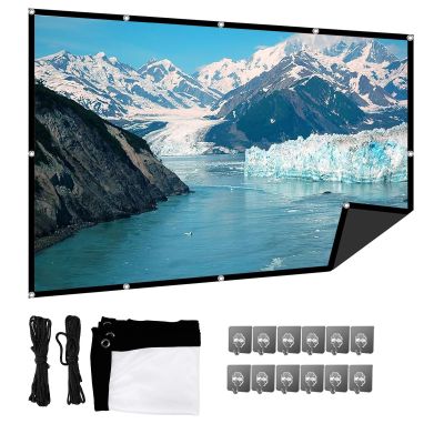 Black Backing Projection Screen, 16:9/4:3, Portable, Projector Screen 60/72/84/100/120/150/180/200 Inch, Outdoor Movie Screen, 4K HD Foldable and Anti-Crease Projection Screen(4:3,150 inch screen)