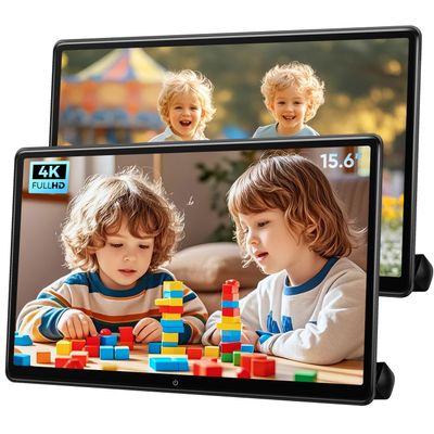 15.6 inch Portable Android Car Headrest TV,Support Phone WiFi Bluetooth SD USB HDMI Connection Car Video Player (4G Ram+64G Rom-2PCS)