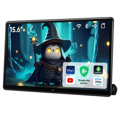 15.6 inch Portable Android Car Headrest TV,Support Phone WiFi Bluetooth SD USB HDMI Connection Car Video Player (4G Ram+64G Rom-1PC)