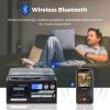 9-in-1 Retro Turntable with Built-in Speakers, Reocrd Player with Bluetooth, AM/FM Radio, CD, Cassette, USB/SD Playback, Remote Control, and Headphone Jack view 4