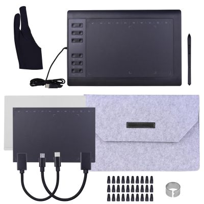 Drawing Tablet, Graphics Tablet Graphics Drawing Pad (10x6 inch) for Art Painting, Animation Design, Editing Images Or Handwriting Input (Package 4)