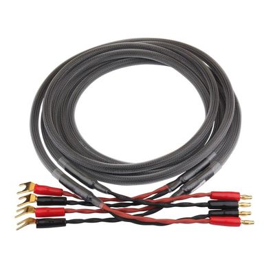 AUDOLE 1 Pair HiFi Speaker Cable High Purity 6N OFC Core with Banana and Y 24K Gold Plug Horn Cable for Amplifier Speaker(Banana-Y Plug,1.5 Meters)