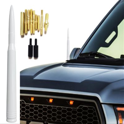 50 Cal White Bullet Antenna Replacement Ford F150 F250 F350 Dodge Ram 1500 2500 Jeep Wrangler Toyota Tundra