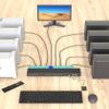8 Port VGA KVM Switch with Remote, USB Switcher, 8 Computers Share 1 Monitor, 4 USB 2.0 Hubs, Keyboard Mouse Printer, 8 KVM VGA Cables, 1 Desktop Controller, 1 IR Remote view 2