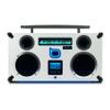Bumpboxx Freestyle Pro Retro Boombox Bluetooth Speaker, Up to 16-hour Play Time, Deep Bass, Large Bluetooth Boombox Speaker with 3.5" LCD Display, 2 Wireless Rechargeable Microphones, White view 1