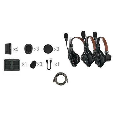 Hollyland Solidcom C1 Pro-3S 3-Person Headset Full Duplex Wireless Intercom System with Mustang AV HS-101 HDMI Cable