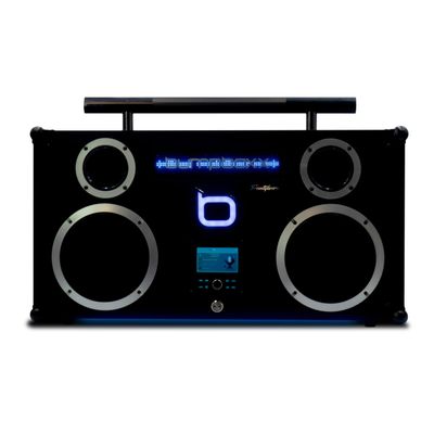 Bumpboxx Freestyle Pro Retro Boombox Bluetooth Speaker, Up to 16-hour Play Time, Deep Bass, Large Bluetooth Boombox Speaker with 3.5" LCD Display, 2 Wireless Rechargeable Microphones, Black