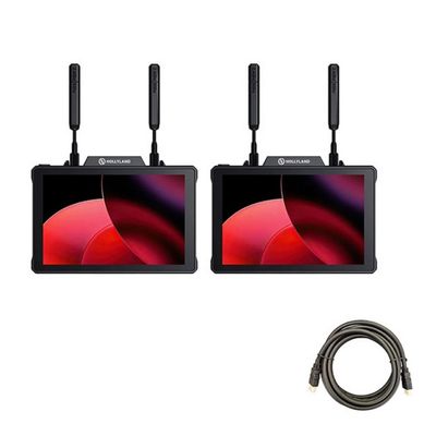 Hollyland Pyro 7 Dual Kit Wireless Transceiving Monitor System with Mustang AV HS-101 HDMI Cable
