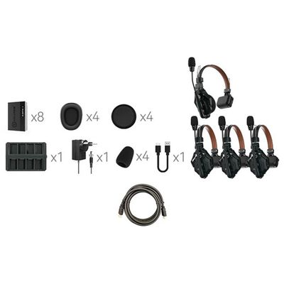 Hollyland Solidcom C1 Pro-4S 4-Person Headset Full Duplex Wireless Intercom System with Mustang AV HS-101 HDMI Cable