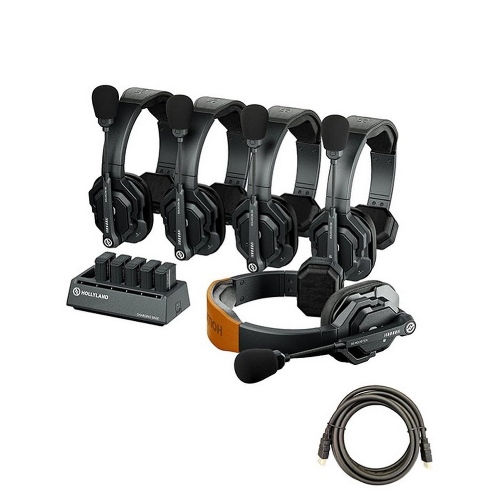Hollyland Solidcom SE Full-Duplex Communication System with Mustang AV HS-101 HDMI Cable, 4 Remotes