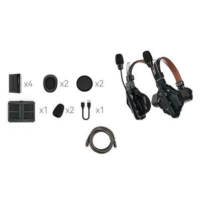 Hollyland Solidcom C1 Pro-2S 2-Person Headset Full Duplex Wireless Intercom System with Mustang AV HS-101 HDMI Cable