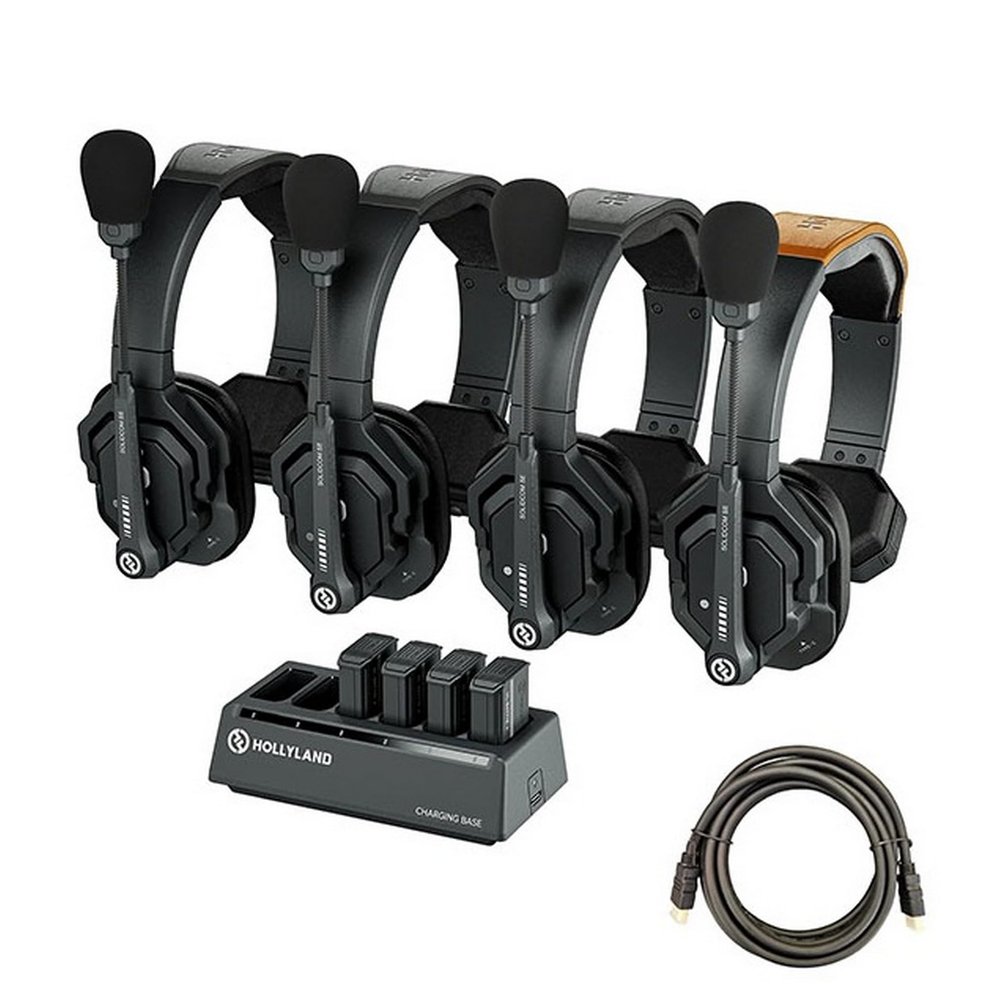 Hollyland Solidcom SE Full-Duplex Communication System with Mustang AV HS-101 HDMI Cable, 3 Remotes