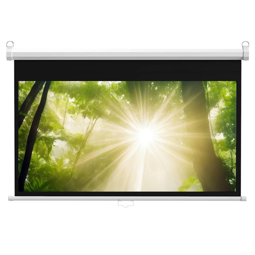 60 Inch Manual Pull Down Projection Screen with Auto Locking Wall & Ceiling Mounted, for Home Theater, Cinema, Outdoor, Indoor(60in(120x71cm))