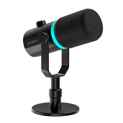 FEELWORLD PM1 XLR/USB Dynamic Microphone for Podcasting Recording Gaming Live Streaming Plug and Play USB-C Output for Connecting PC/Phone (White)