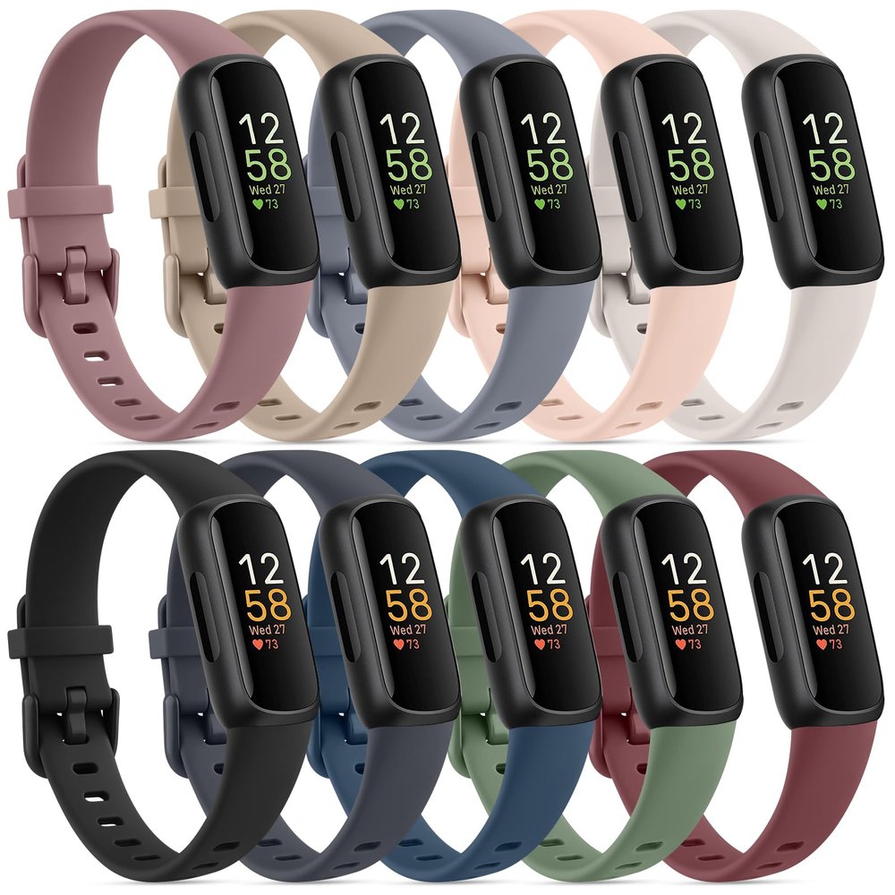 10 Pack Fitbit Inspire 3 Bands - Soft Silicone Adjustable Sport Replacement Straps for Women & Men (10 Pack)