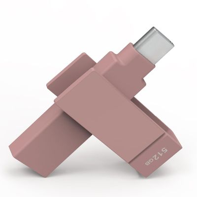 PioData 512GB Apple MFi Certified Flash Drive for iPhone, USB Type-A & Type-C, Photo Stick for iPhone, External Storage for iPad, Mac, PC, Backup Drive, Morandi Pink