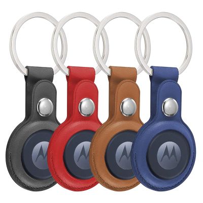 4 Pack Moto Tag Case with Keychain,Portable Leather Moto Tag Holders,Protective Accessories for GPS Item Finders Accessories,Anti-Scratch, Shockproof & Dustproof (Black+Red+Blue+Brown)