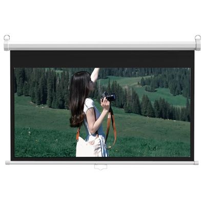 16:9 HD Manual Projector Screen with Auto Lock Home Theater Office Wall Mounted Ceiling Pull Down Projection Screen(60in(120x71cm))