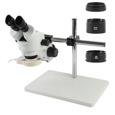 Microscope Kit 3.5X-90X Continuous Zoom Parfocal Binocular Stereo Microscope Boom Universal Bracket Stand56 LED Light for Phone PCB SMD Repair Microscope Lens Adapters(White)