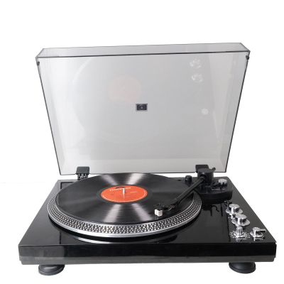 Vintage Turntable for Vinyl Records, Belt-Driven, 33/45 RPM, Aluminum Platter, Black