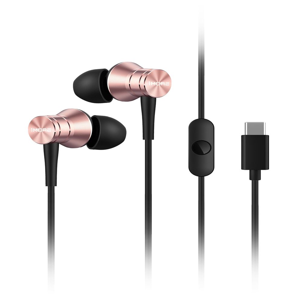 1MORE 2-Pack Piston-Fit Headphones, USB-C in Ear Ear Buds with Mic, Wired Earbuds, Noise Isolation, Control Button, Comfortable Earphones for iPhone 17/16/15/Samsung/Tablet, Pink