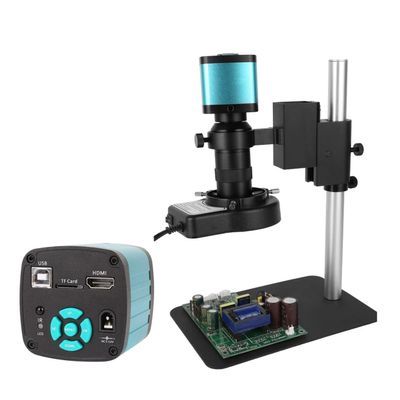 Lab Microscope Accessories 1080P HDMI VGA Industrial Digital Video Microscope Camera + 130X C Mount Lens + 56 LED Ring Light + Stand for PCB Soldering Electronics Repair(A)