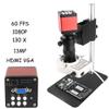 Lab Microscope Accessories 1080P HDMI VGA Industrial Digital Video Microscope Camera + 130X C Mount Lens + 56 LED Ring Light + Stand for PCB Soldering Electronics Repair(A) view 3