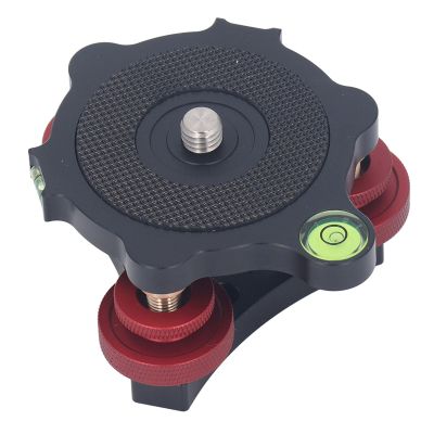 Camera Leveler Tripod Leveling Base, Aluminum Alloy w Bubble Level 3 Axis Level, 5 Degree Precision Adjustment for DSLR Camera Rotator Panoramic Head, Universal Compatibility