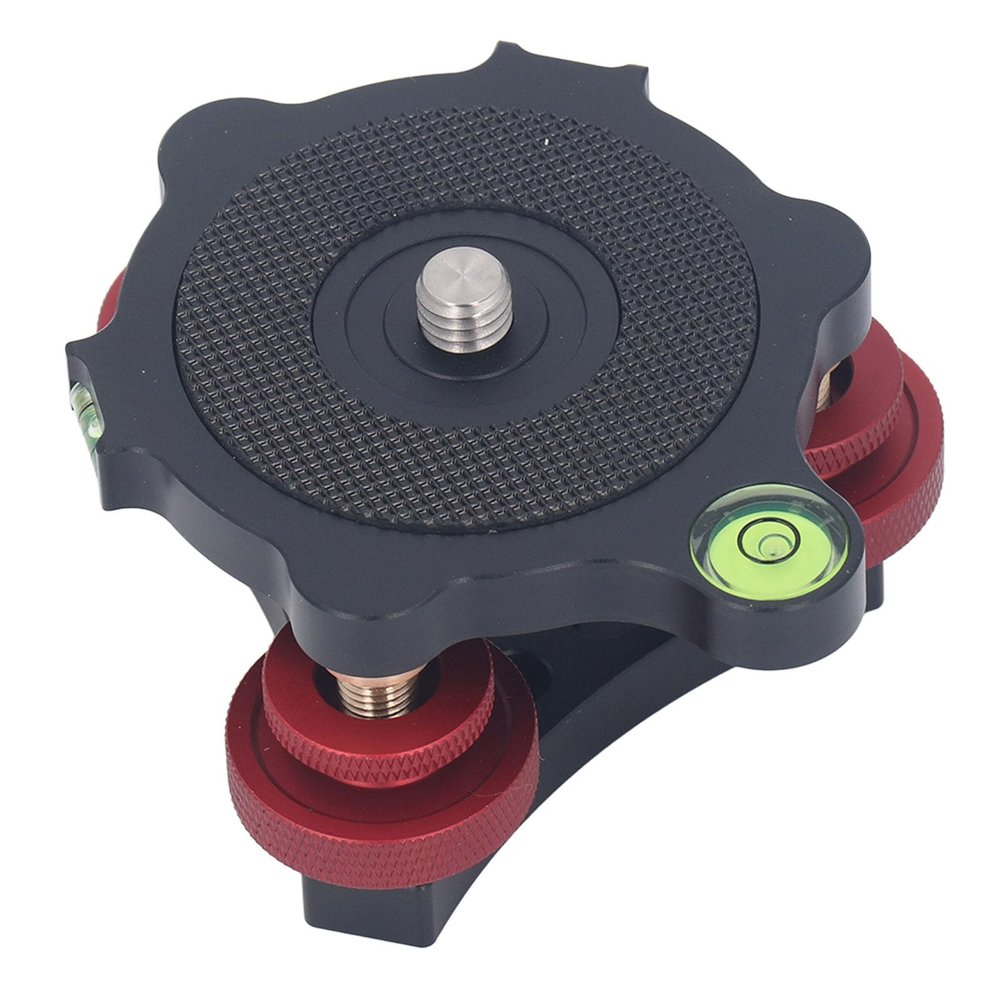 Camera Leveler Tripod Leveling Base, Aluminum Alloy w Bubble Level 3 Axis Level, 5 Degree Precision Adjustment for DSLR Camera Rotator Panoramic Head, Universal Compatibility