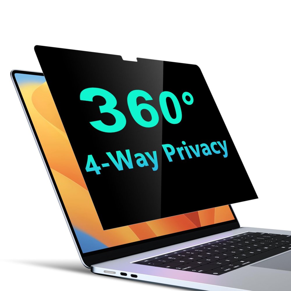 PYS 4-Way Privacy Screen for MacBook Pro 16 inch (2024-2021, M4, M3, M2, M1) - 360 Anti-Spy Filter, Matte Anti-Glare Protector, Scratch-Resistant Film, Laptop Privacy Filter Shield