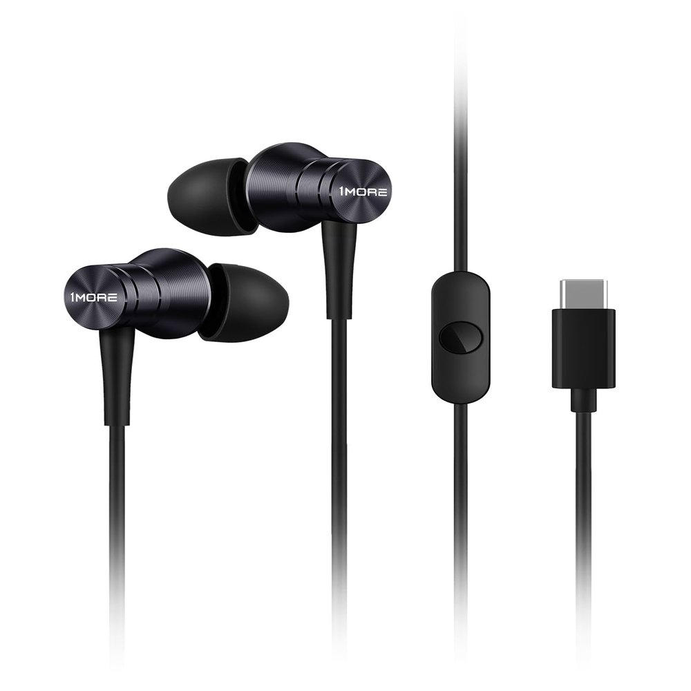 1MORE 2-Pack Piston-Fit USB-C Headphones  in-Ear Earphones with Mic, Noise Isolation, and Control Button, Durable Wired Earbuds for iPhone 15, Pixel 10, OnePlus (Grey)