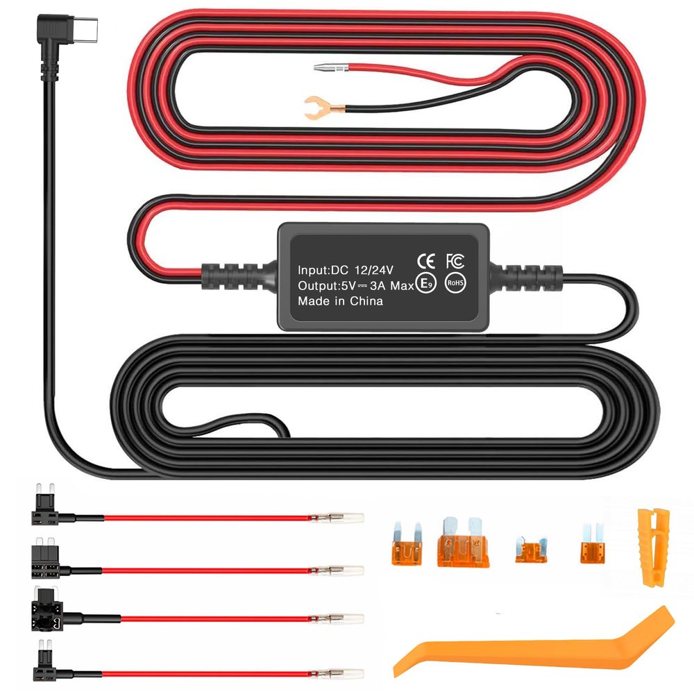 USB-C Hardwire Kit for Cobra Dash Cams,Compatible Cobra SC Series Dash Cameras SC120SC 220CSC 250RDC 5V/3A Output,Cobra Dashcam Charger Power Cord with Parking Mode and Motion Detection