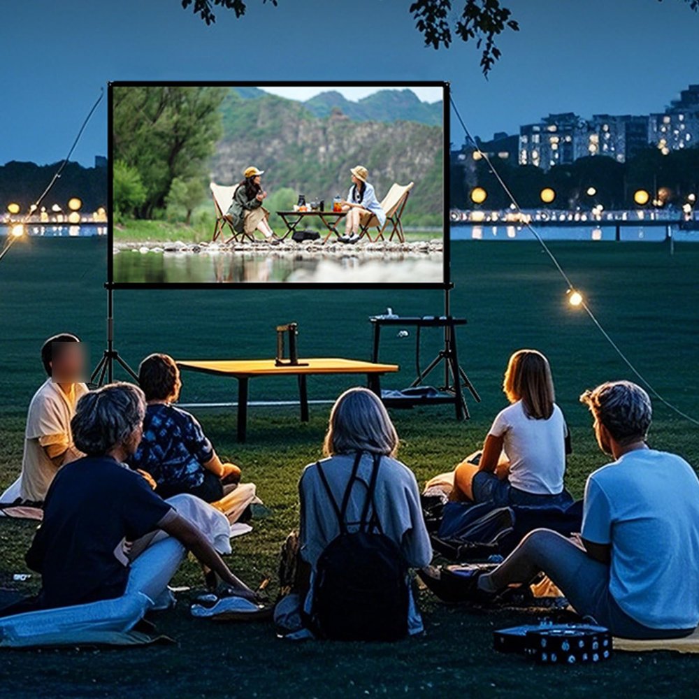 Double Stand Projector Screen, 16:9 4K HD Rear Front Wrinkle-Free Movie Screen, Storage Bag, Portable and Foldable Indoor Outdoor Projection Screen(100in)
