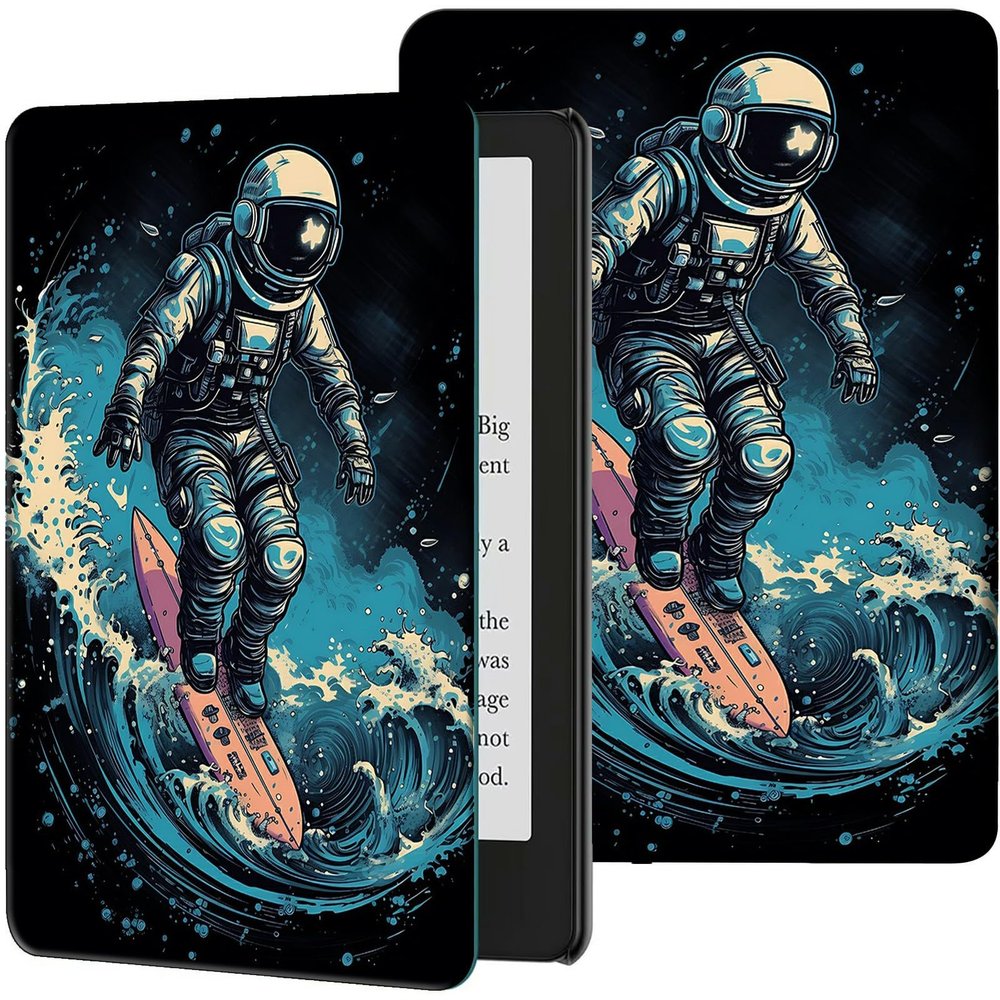 Case for 7" All-New Kindle Paperwhite (12th Generation, 2024) and Kindle Colorsoft Signature Edition Slim Lightweight PU Leather Adjustable Smart Shell Cover with Auto Wake/Sleep, Art Space Mans